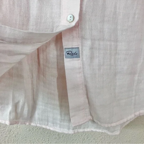 RAILS Ellis Gauze Button Up Shirt S Petal Pink LTD Edition Breast Cancer Spring - Picture 10 of 13